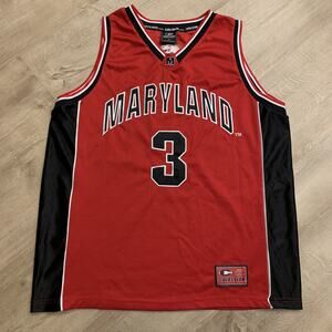 Vintage Y2K Maryland Terrapins Terps Mens XL Red #3 Basketball Jersey Juan Dixon